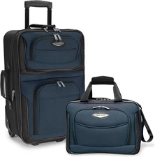 Travel Select 2 Piece Expandable Softside Luggage Set Carry on Tote Bag Navy