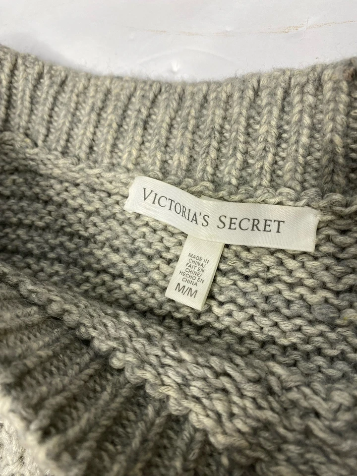 Suéter Jersey Victoria’s Secret Con Cordón Cómodo Crew Tejido Gris Talla Mediana Foto 4 de 4