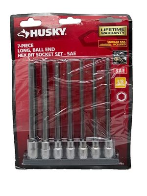 #ad Husky 3 8 in. Drive SAE Long Ball Hex Bit Socket Set 7 Piece $24.99