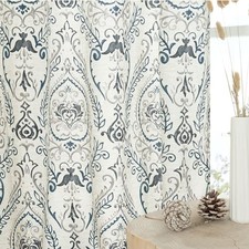 Linen Curtains for Living Room 84 inch 52"W x 84"L Pack of 2 Greyish Blue