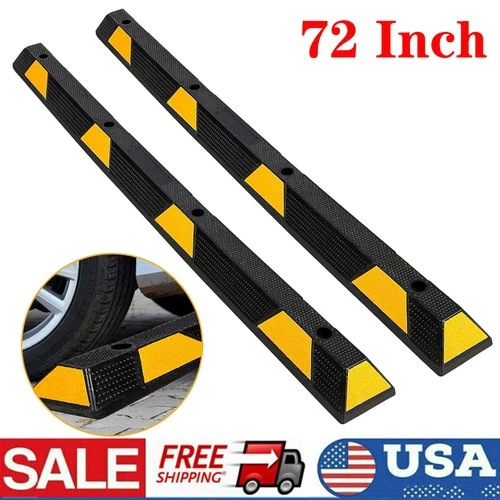 2X 72" Rubber Parking Curb Heavy Duty Parking Lot Stopper Truck Floor Stopper