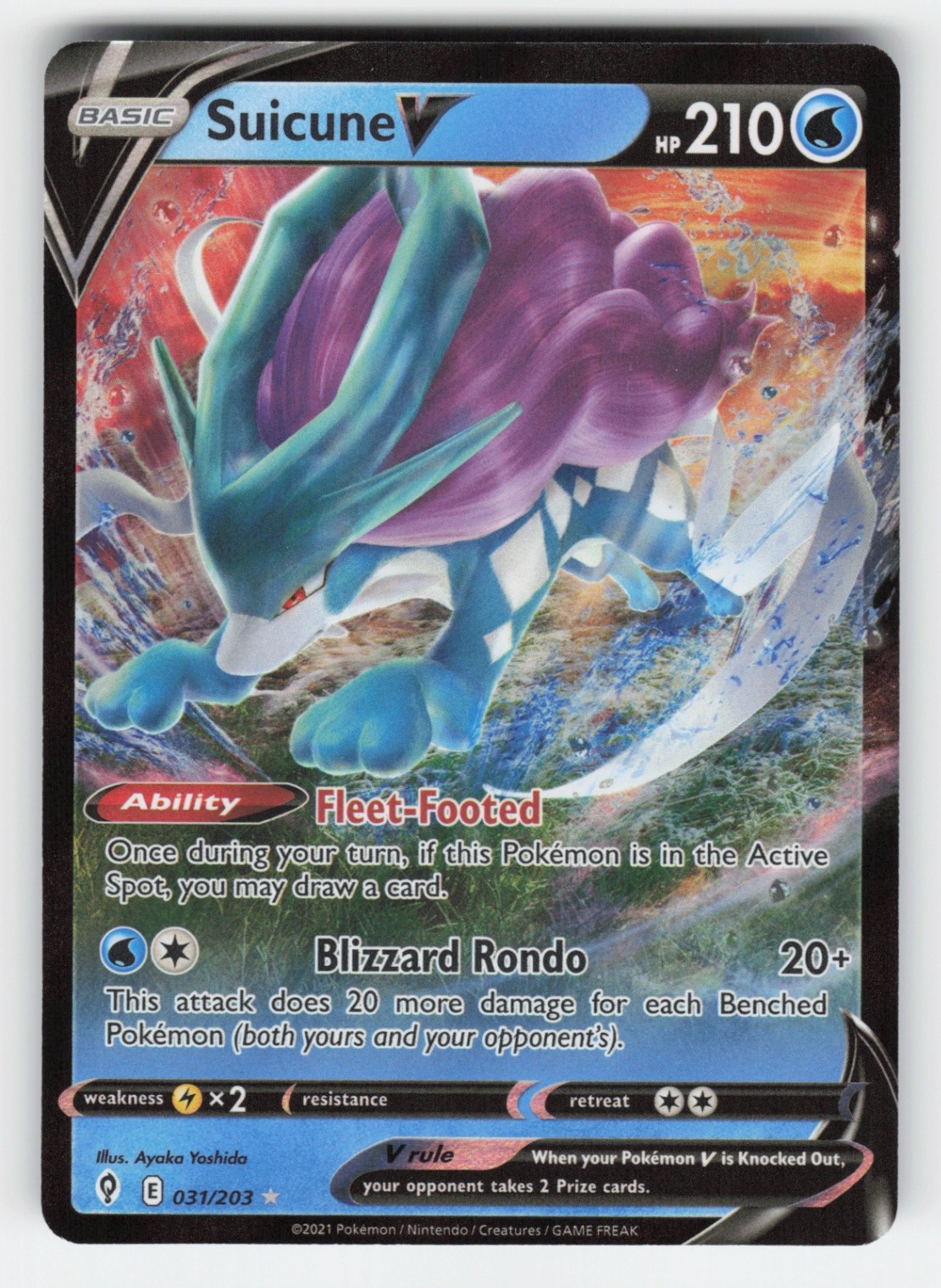 Suicune V 031/203 SWSH07 SWSH07: Evolving Skies Holo NM