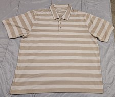 Under Armour Polo Mens 2XL Tan Striped Shirt Golf HeatGear Loose Fit