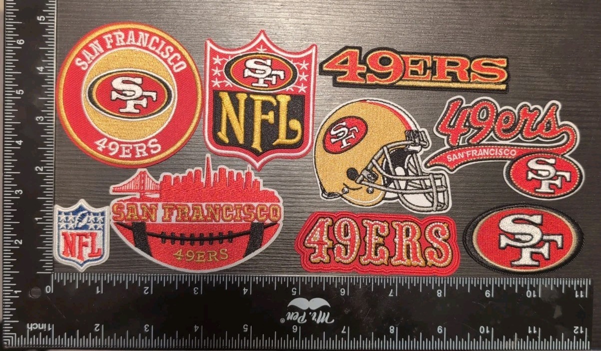 SAN FRANCISCO 49ERS SET OF 9 NFL FOOTBALL IRON ON PATCHES U GET ALL IN PHOTO