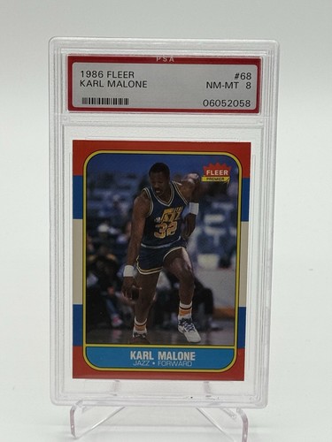 1986-87 FLEER #68 KARL MALONE PSA 8 ROOKIE RC HOF - Picture 3 of 3