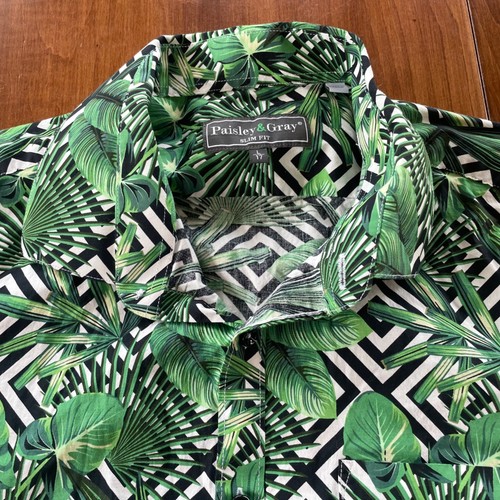 Paisley & Gray Slim Fit Button Down Shirt Sz LG (17) Tropical Resort Hawaiian - Picture 3 of 7
