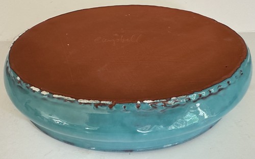 Studio Art Pottery Turquoise Serving Platter/Bowl – Signed Campbell 12" - Picture 18 of 24