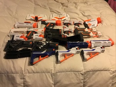 Nerf Gun Lot Modulus Setup w Attachments Magazines Eyewear Bundle