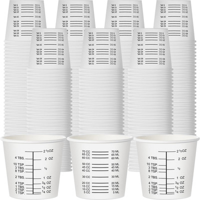 Sliner 100 Pcs 3 oz Graduated Paper Cups Disposable about 3 oz, Multicolor