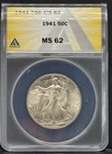1941 Walking Liberty Half Dollar ANACS MS62