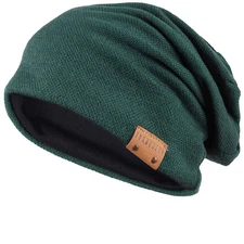 Green Slouch Beanie for Men Women Summer Winter, Long and Oversized Skull Cap...