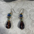 Schmidt Rhea Glass Earrings/Boho Style/Gold-tone/Excellent Vintage Condition. — photo 3