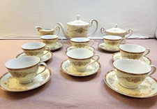 Vintage Noritake Nippon Toki Kaisha Tea Set 19 Pc Cups Saucers Teapot Sugar