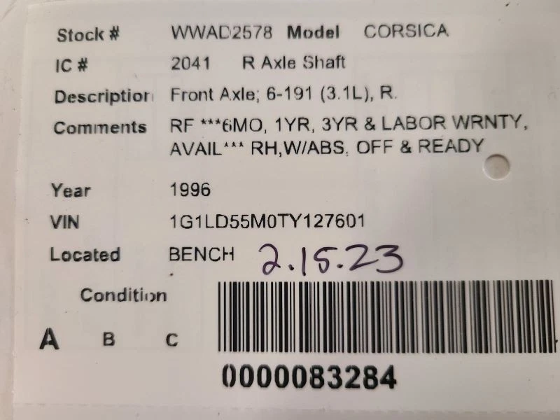 Eixo dianteiro do eixo direito do passageiro compatível com 94-98 ACHIEVA 1673384 - Imagem 4 de 4