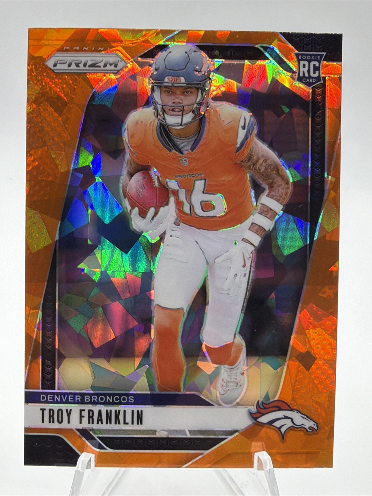 2024 Panini Prizm - Rookies Troy Franklin #393 Orange Ice Prizm (RC)
