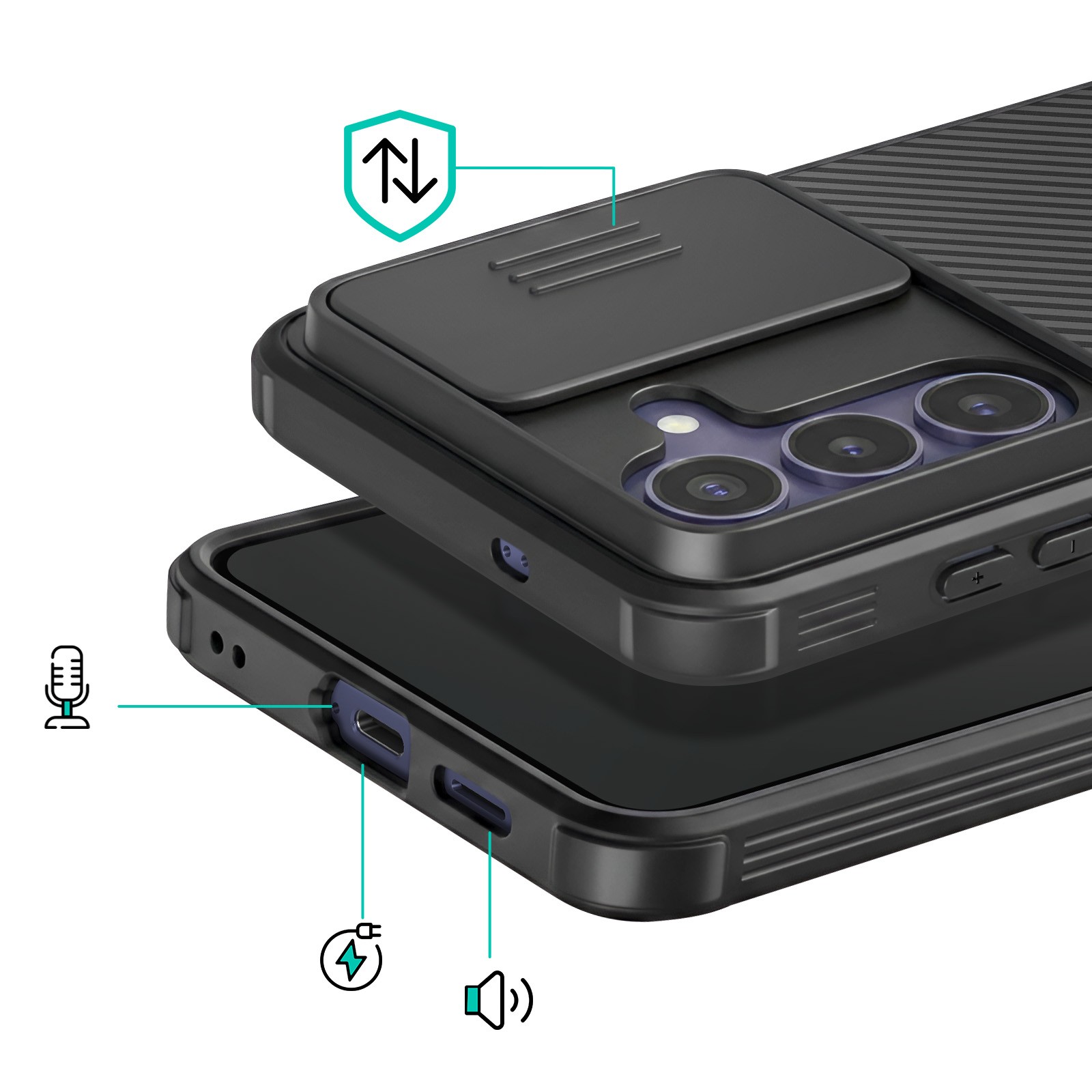Coque Galaxy S26 Plus CamShield Pro antichoc avec cache caméra noir