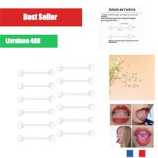12 Piercings Plastique Flexible Langue Mamelon 16mm Barbell
