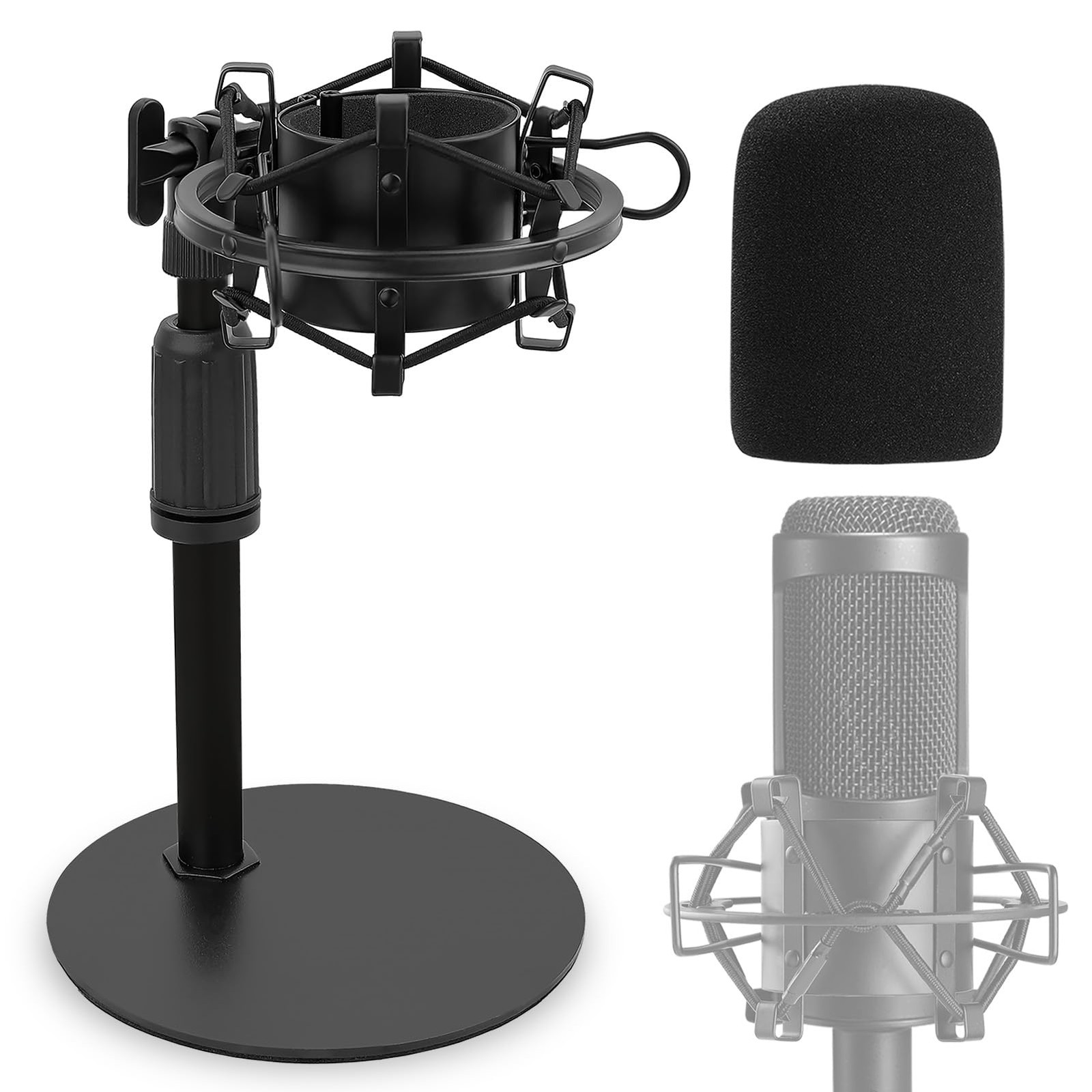 Support AT2020 de Table Anti-Vibration avec Fixation Robuste pour un Son Net