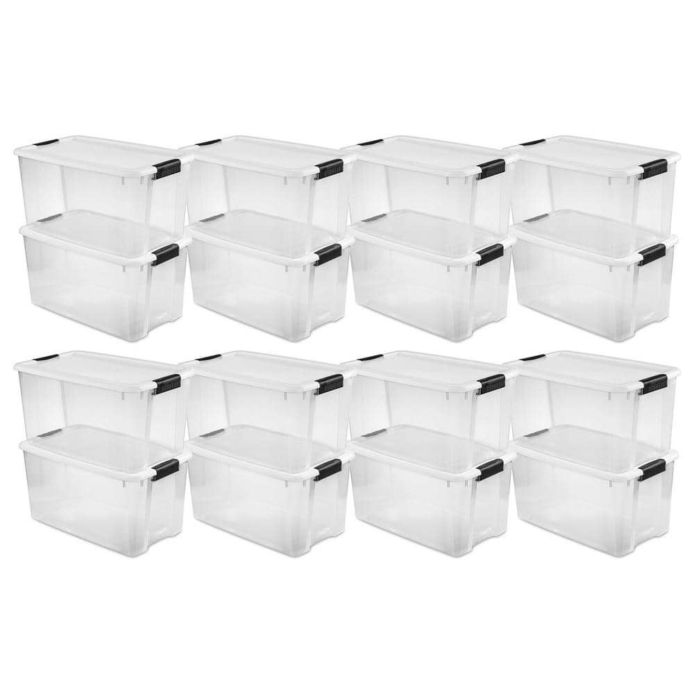 70 Qt Clear XL Stackable Storage Container Boxes 16-Pack