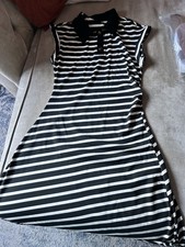 Cider Women’s Black and White Striped Sleeveless Midi Dress Size L NWT