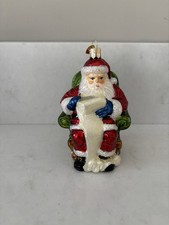Old World Christmas Blown Glass Ornament Santa Checking His List