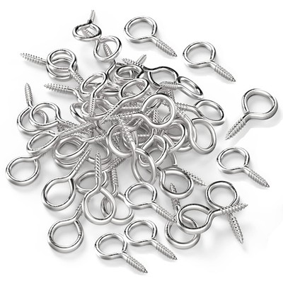 Axe Sickle Silver 1 inch Screw Eyes Metal Eye Hooks Small 1 Inch, 