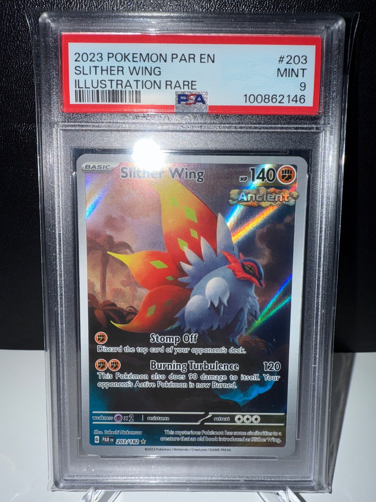 Slither Wing 203 2023 Pokemon Paradox Rift Illustration Rare PSA 9 MINT Card