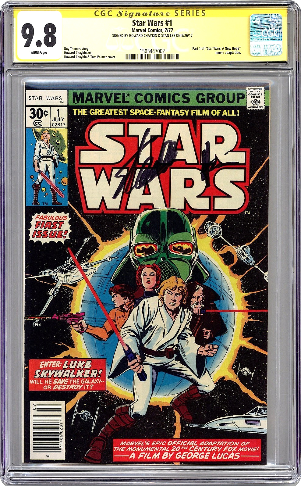 1977 MARVEL Star Wars #1 1st Printing CGC 9.8 SIGNATURE SERIES STAN LEE Chaykin