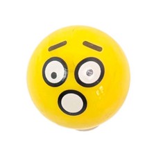 Emoji Glass Marble Moody Measure 15/16" Diameter Yellow Black Surprised Face