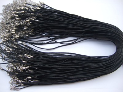 50pcs 18/"-24/" Black Waxed Cotton Cord Necklace With Lobster Clasps