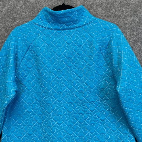 T by TALBOTS Top Women's Medium Blue Quilted Snowflake Geometric Metallic Thread - Picture 8 of 10