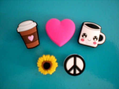 6 Coffee Cup Peace Sign Shoe Charm Plug Button Accessories Compatible w/ Croc - Picture 2 of 9