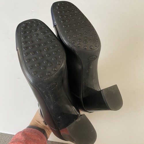 Stivaletti TODS donna 36 (US 6) neri in pelle con punta a cappuccio quadrati blocco guarigione - Foto 7 di 8