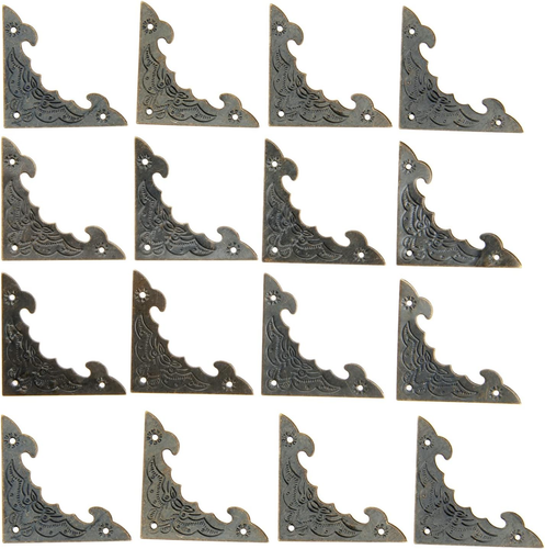 Dophee Confezione 16 Protezioni Angolari Piatte Vintage Metallo, 1,57"X1,57" Decorative Anti - Foto 10 di 12