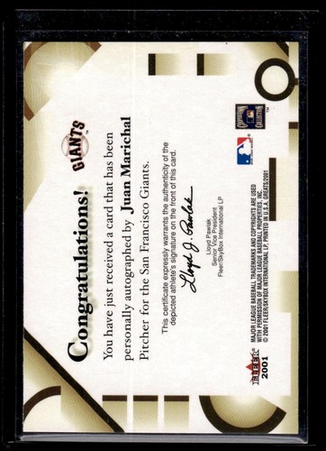 2001 Fleer Greats of the Game Juan Marichal Auto San Francisco Giants #NNO - Foto 2 di 2