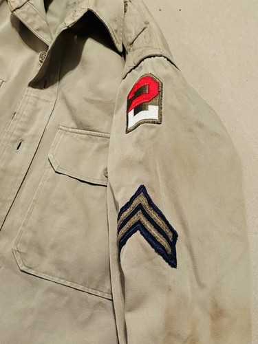 US Army Cpl 2nd Army Khaki Uniform Shirt 1950 Korean War Era 14.5 x 33 - Picture 6 of 9