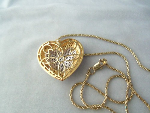 CU 2.00 CTW Micro Pave Diamond Heart Pendant Gold Over Brass Necklace India - Picture 6 of 12