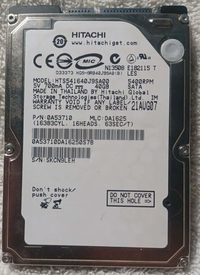 Hitachi HTS541640J9SA00 40GB 2.5" HDD Hard Drive for PS3 ***DESCRIPTION*** - Image 2 of 4