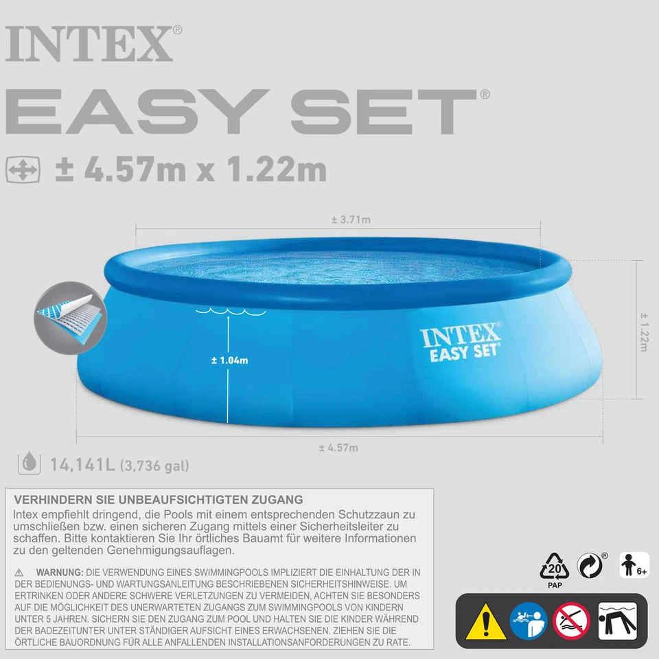 INTEX 457x122 Schwimmbecken swimming Pool Schwimmbad Quick up Swimmingpool easy - Bild 3 von 3