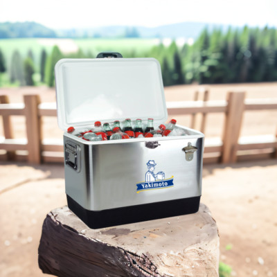 Yakimoto 54 qt Multi-functional Outdoor Cooler,Stainless steel Retro Ice Chest