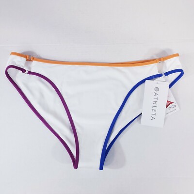 Athleta Womens Kapalua Swimwear XL Bikini Bottom Low Rise White Multi Color 
