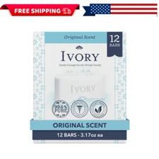 Ivory Bar Soap, Original Scent, for All Skin Types, 12 Count, 3.17 oz NEW