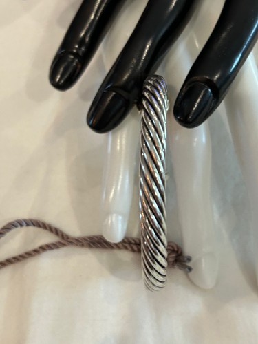 D. YURMAN 14KT.&.925-7.0mm CLASSIC CABLE-w-14kt GOLD DOME ENDS-WGT-45.3grm-HRB-1 - Picture 7 of 7