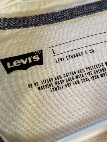 Levi’s Mens Large Collared Polo Shirt White Soft Cotton Blend Logo Pocket - Picture 2 of 7