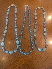 Necklaces 3 Beautiful Shades Of Green And Turquoise Silver Accented Bead..