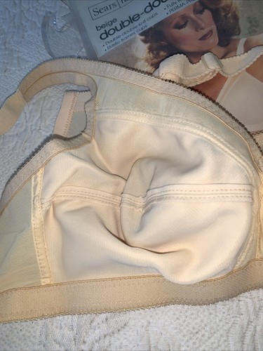 VINTAGE SEARS Double Double Knit Perma Prest Bra 36C Lined Natural Cup - Picture 5 of 5