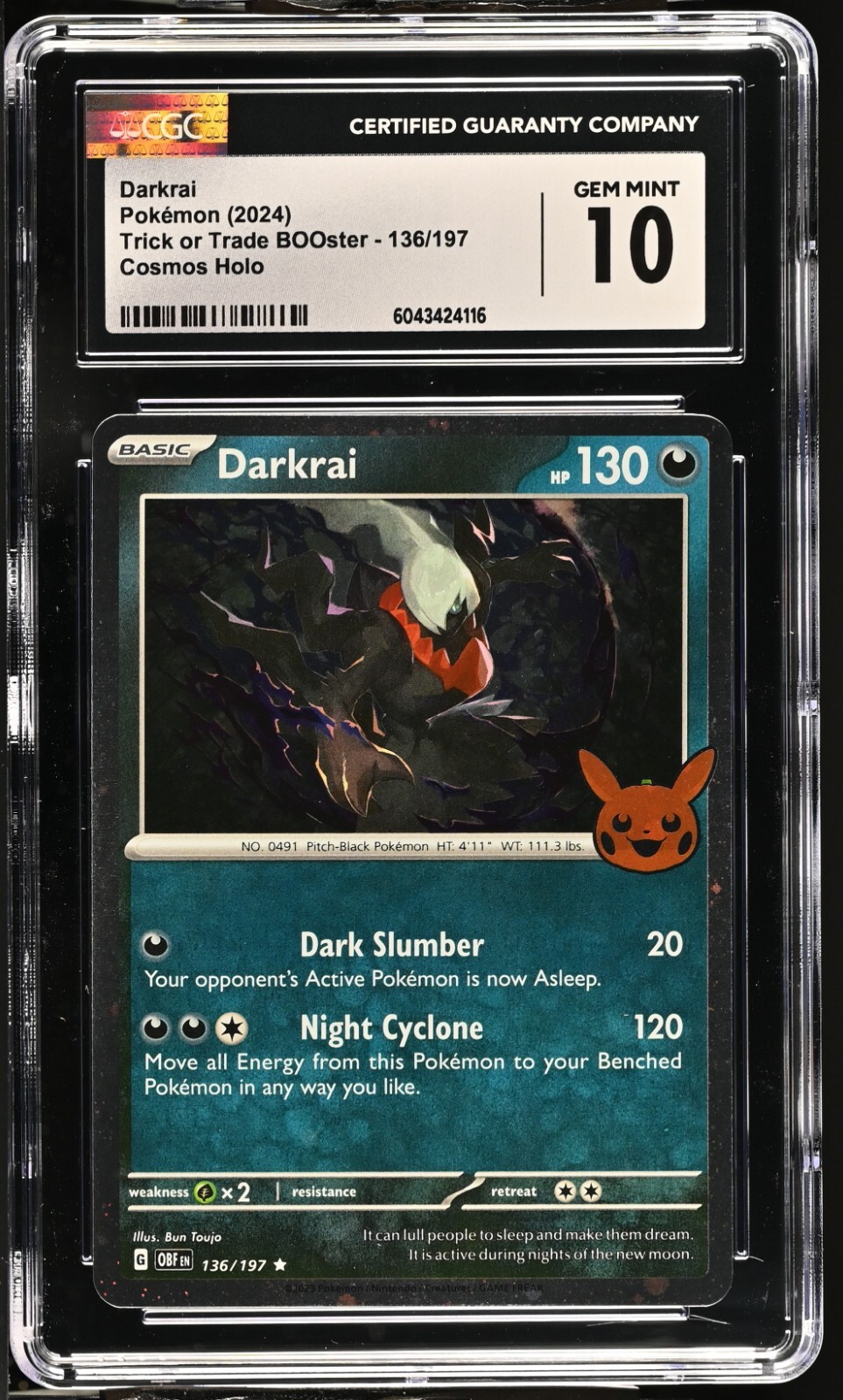 CGC 10 Darkrai Cosmos Holo 136/197 Trick or Trade BOOster Pokemon Card
