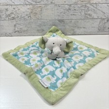 Carters Lovey Elephant Blue Green Security Blanket Soft Baby Trim 13x13" Clean 