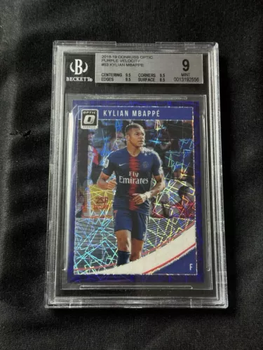 BGS 9 Kylian Mbappe 2018-19 Donruss Optic Purple Velocity Rookie #099/125 Madrid