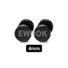 <!--F#f_0-->1 Pair Black Flat Round Barbell Earrings Plug Gym Mens Mm Stud Stainless Steel<!--F/-->
